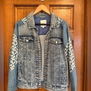 Avec Les Filles Denim Jacket with Quilted Sleeves